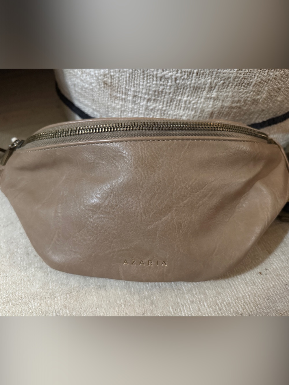 Azaria Taupe Leather Crossbody Belt Bag